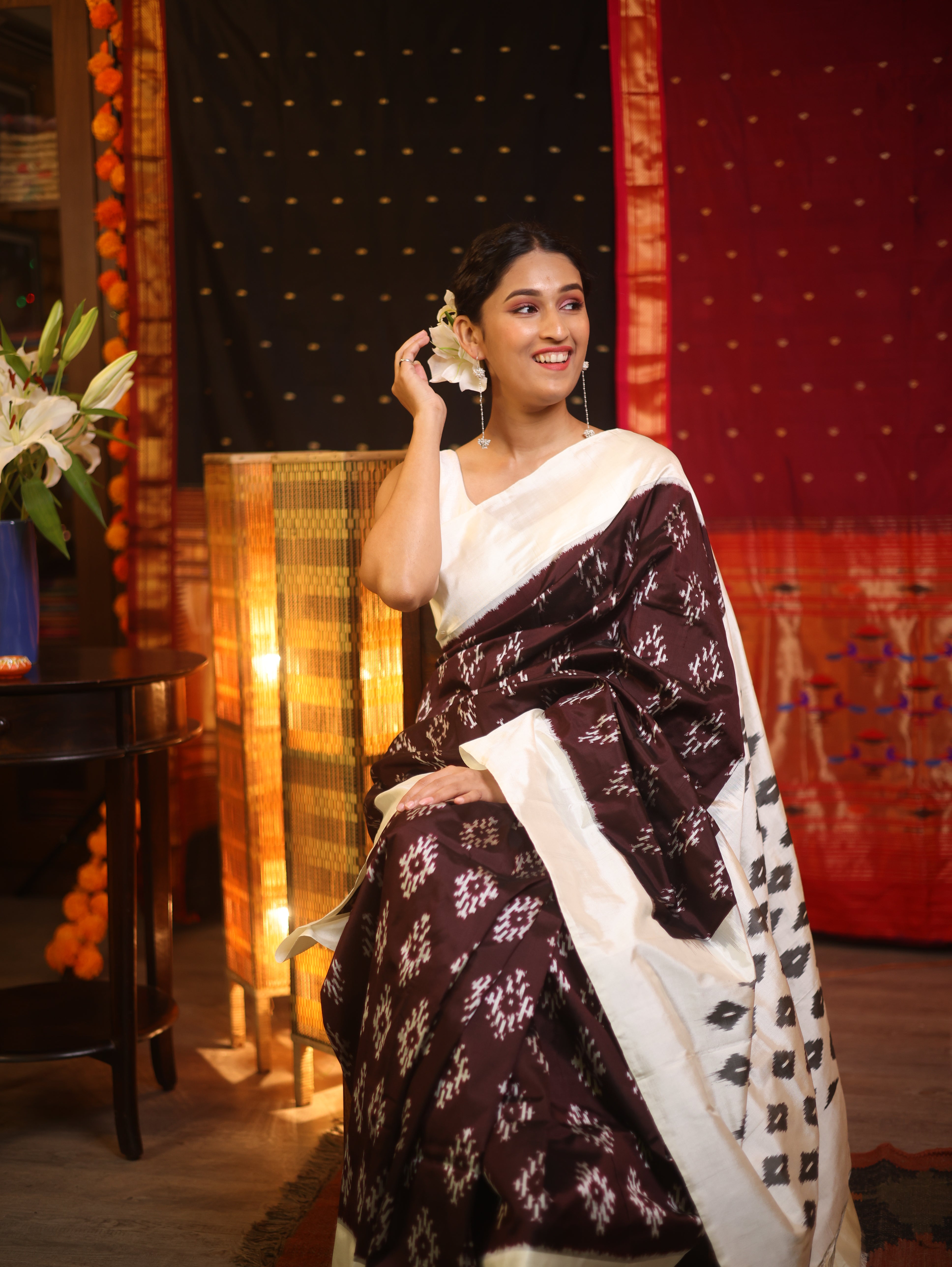 Wine Pochampalli Silk Ikat Saree - SRWPSIS142