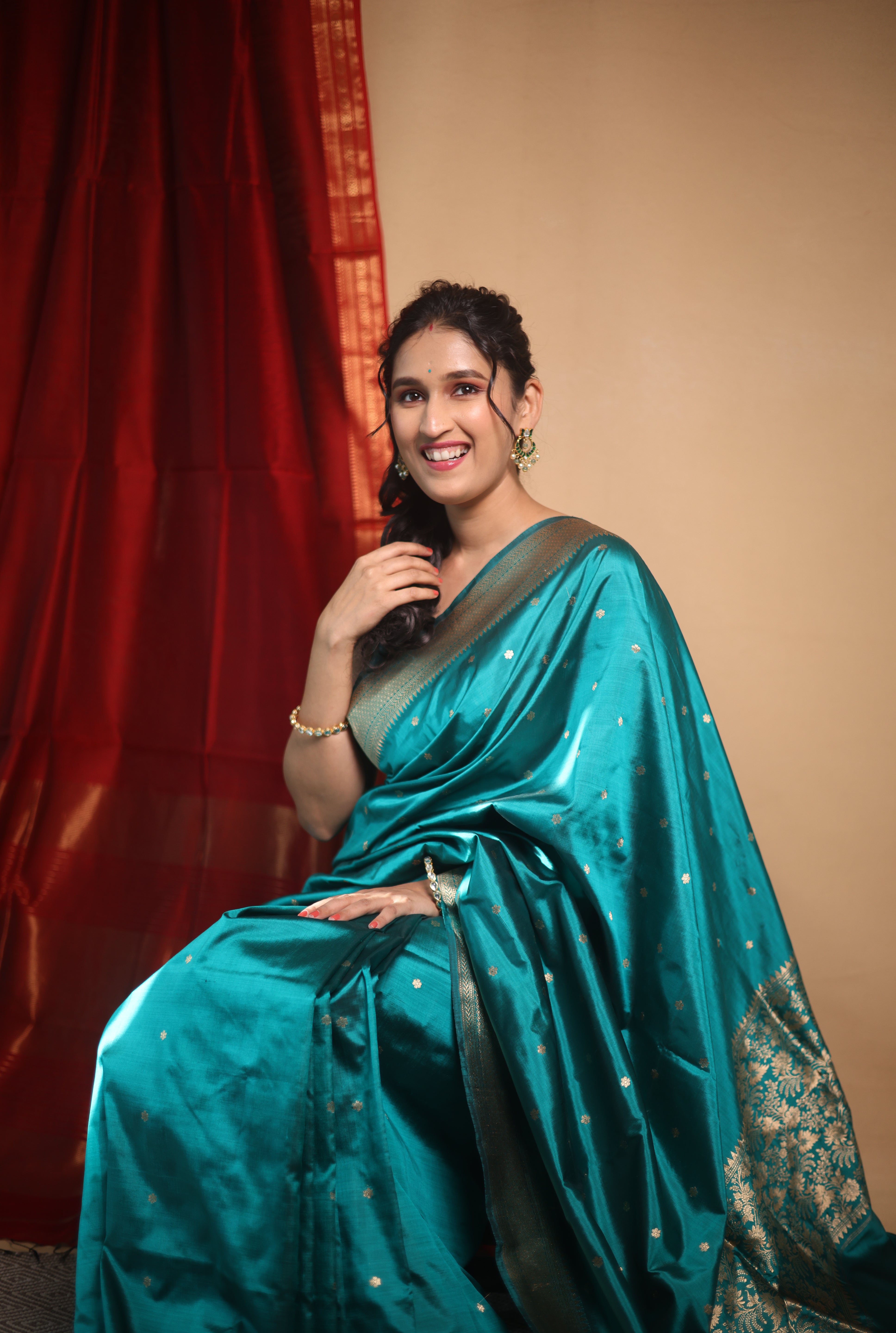 Rama Green Banarasi Silk Saree - SRRGBSS863