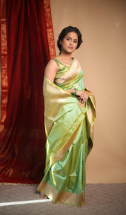 Yellow-Mint Banarasi Silk Saree - SRYMBSS020