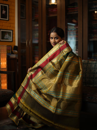 Green Kanjeevaram Silk Saree-SRGKSS218