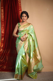 Yellow-Mint Banarasi Silk Saree - SRYMBSS020