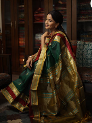 Green Kanjeevaram Silk Saree-SRGKSS218