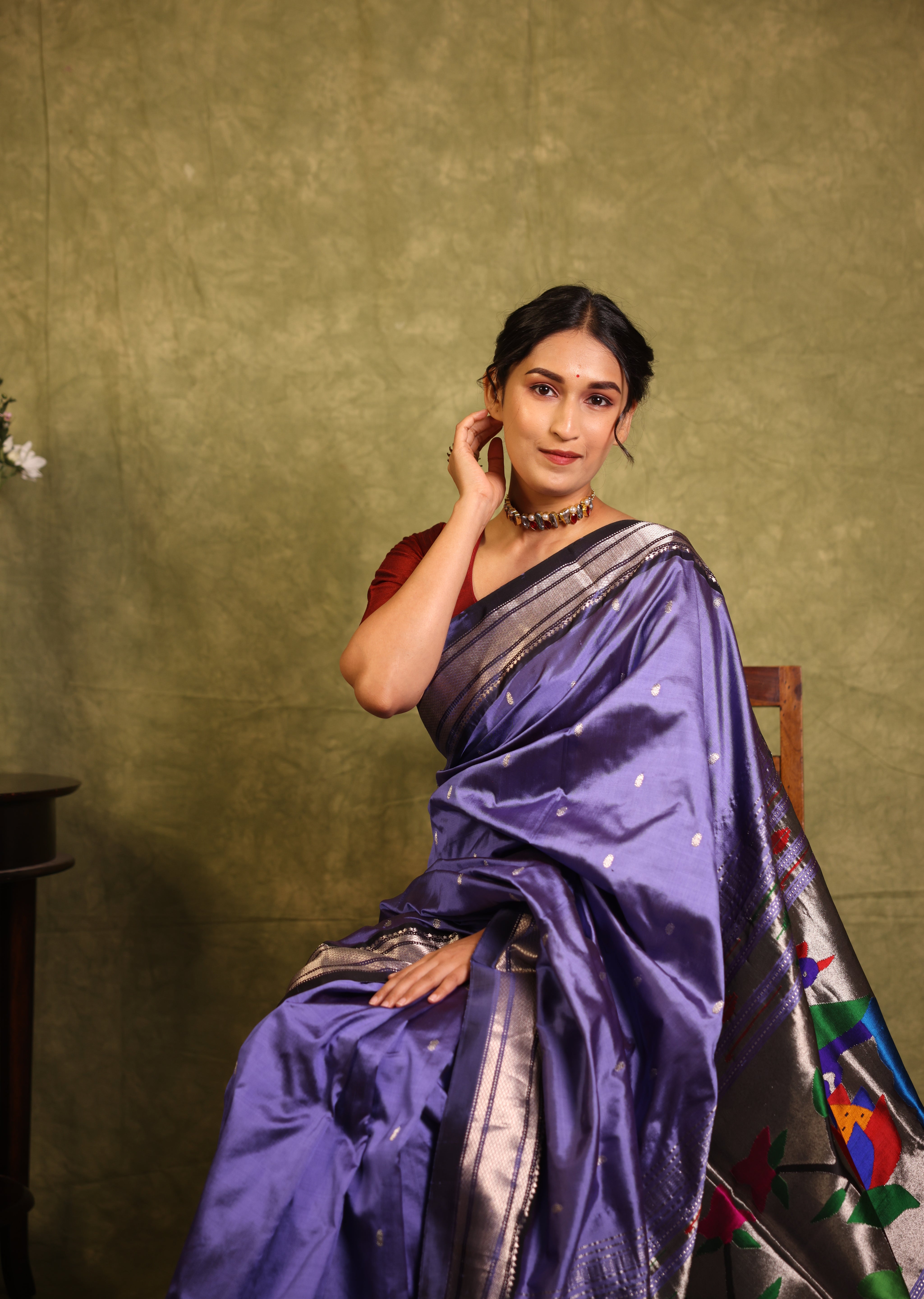 Lavender Silk Paithani Saree - SRLSPS755