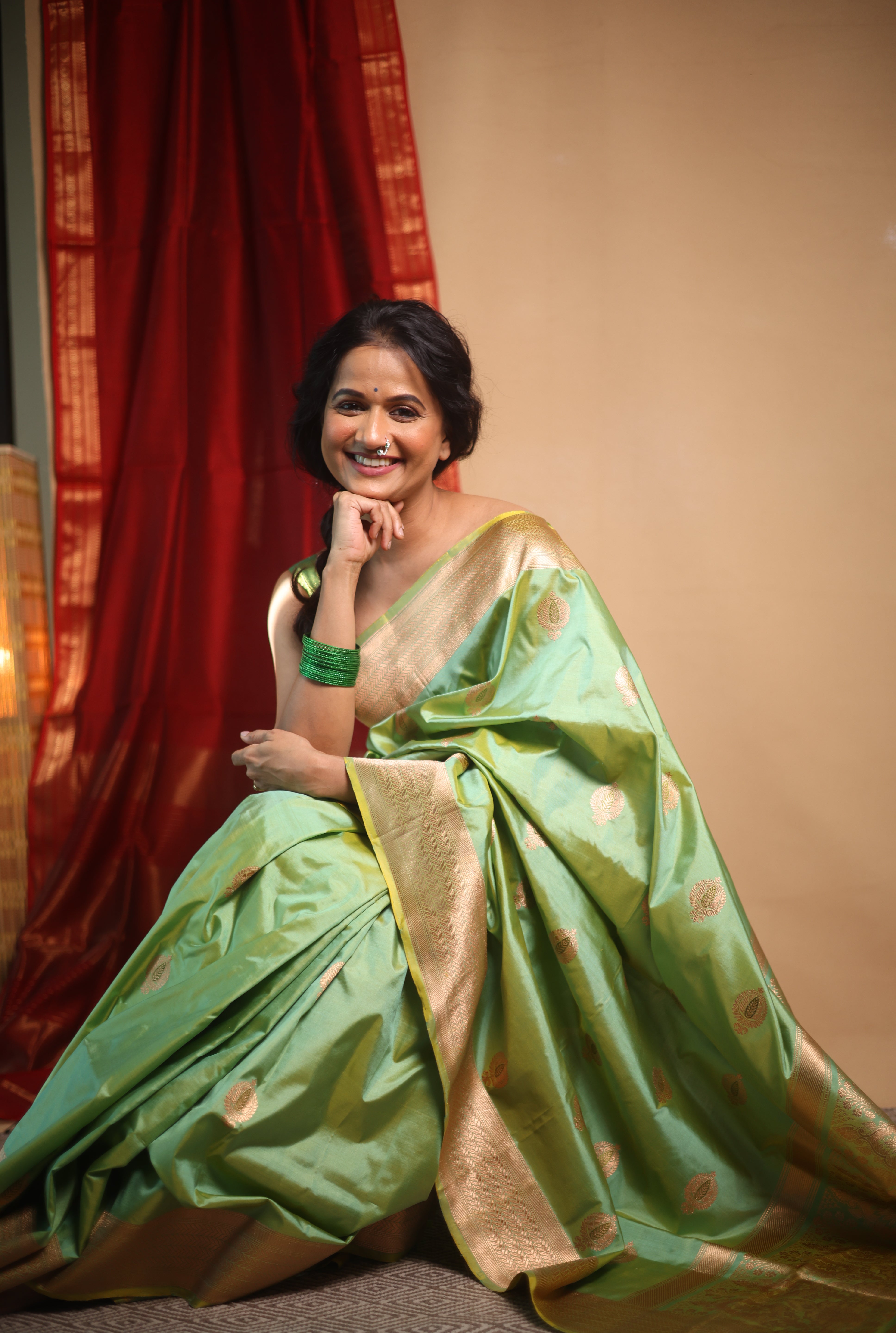 Yellow-Mint Banarasi Silk Saree - SRYMBSS020
