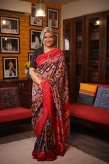 Black Pochampalli Silk Ikat Saree - SRBPSIS157