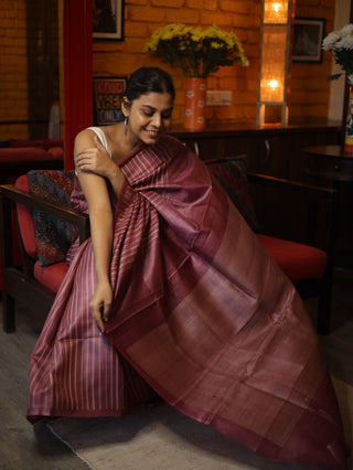 Pink Tissue Tussar Silk Saree - SRPTTSS190