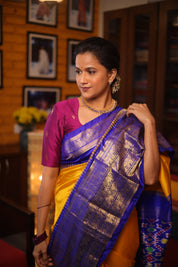Mustard Yellow Pochampalli Silk Ikat Saree - SRMYPSIS181