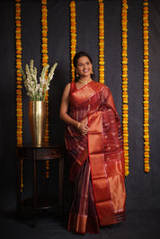 Two Tone Maroon Chanderi Silk Saree - SRTTMCSS175