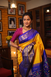 Mustard Yellow Pochampalli Silk Ikat Saree - SRMYPSIS181
