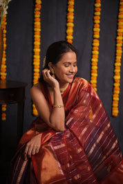 Two Tone Maroon Chanderi Silk Saree - SRTTMCSS175