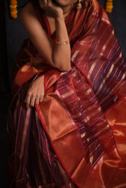 Two Tone Maroon Chanderi Silk Saree - SRTTMCSS175