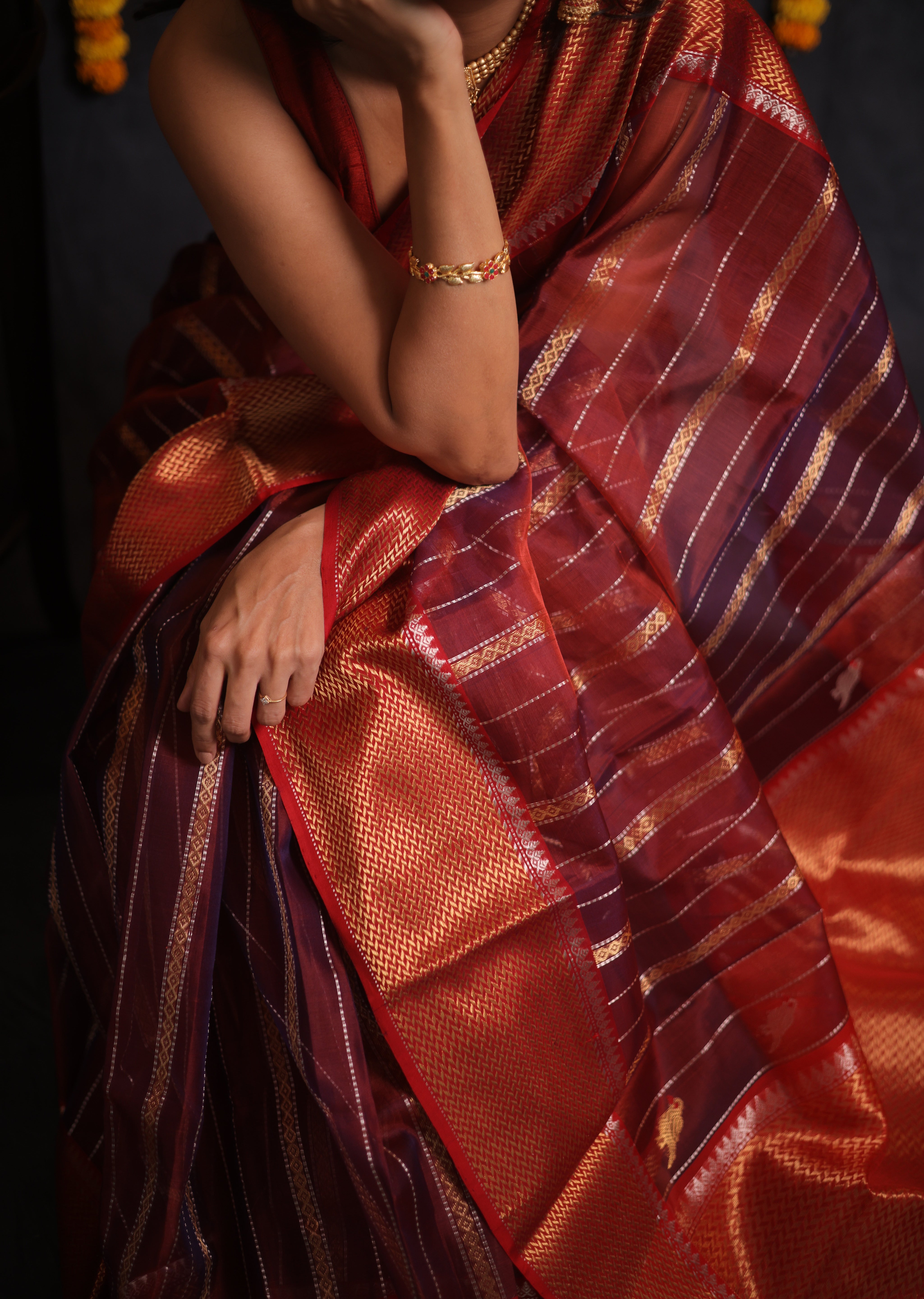 Two Tone Maroon Chanderi Silk Saree - SRTTMCSS175
