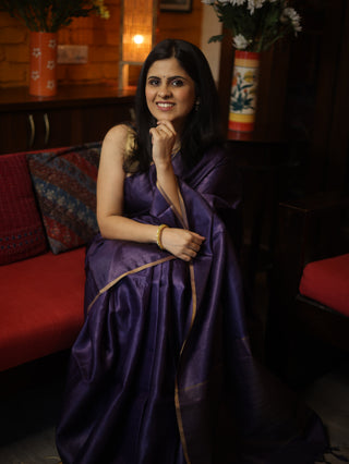 Purple Tussar Silk Saree-SRPTSS817