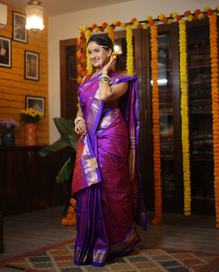 Purple Silk Paithani Saree - SRPSPS455