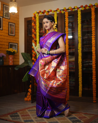 Purple Silk Paithani Saree - SRPSPS455