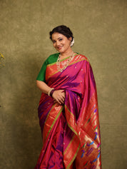Two Tone Purple Silk Paithani Saree - SRTTPSPS725