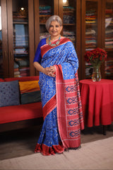Blue Pochampalli Silk Ikat Saree - SRBPSIS171