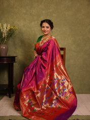 Two Tone Purple Silk Paithani Saree - SRTTPSPS725