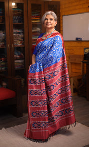 Blue Pochampalli Silk Ikat Saree - SRBPSIS171