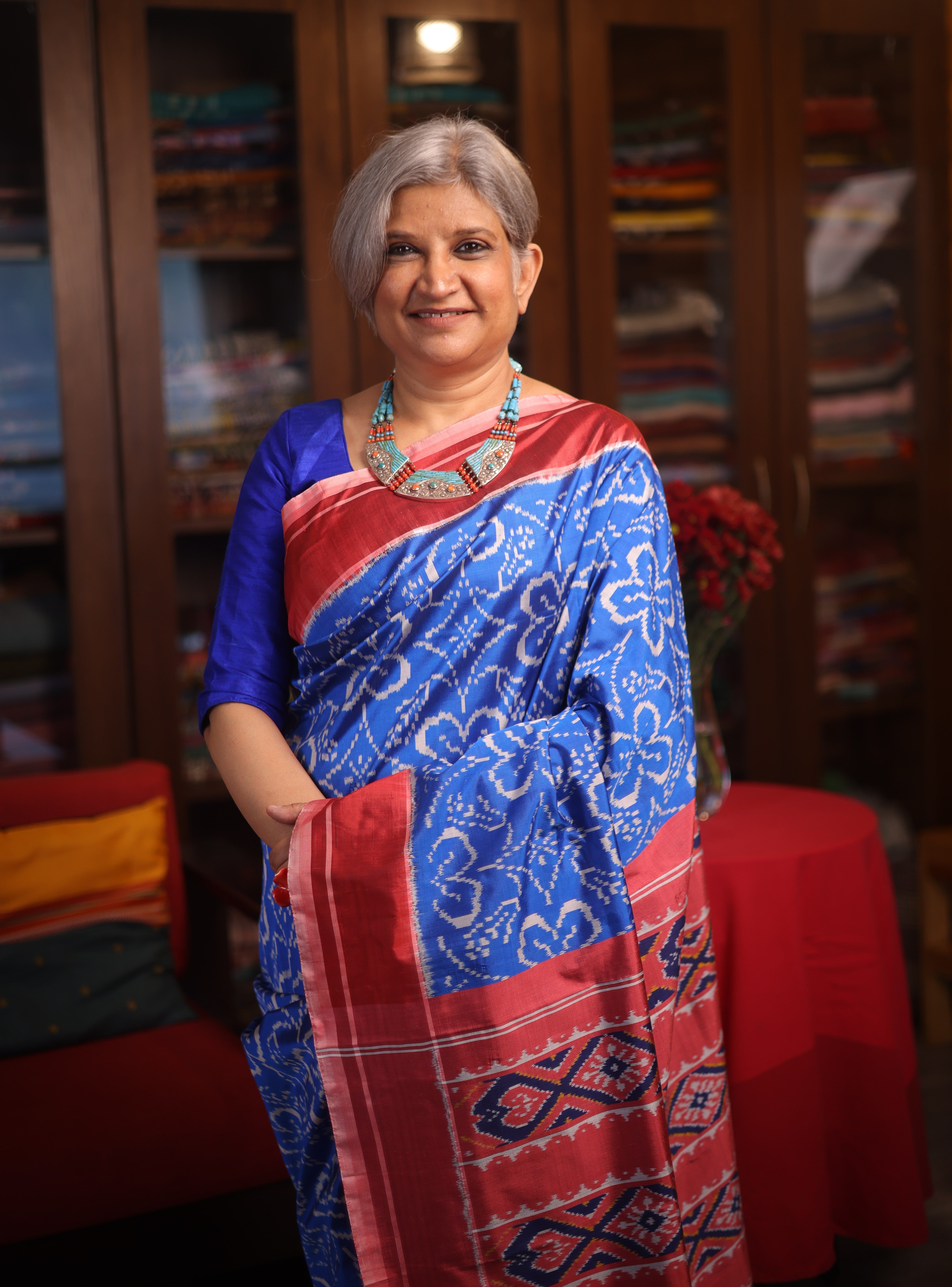 Blue Pochampalli Silk Ikat Saree - SRBPSIS171