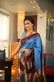 Pastel Blue Soft Silk Saree - SRPBSSS351