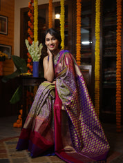 Two Tone Green Pochampalli Silk Ikat Saree-SRTTGPSIS92