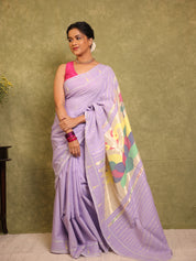 Lavender Cotton Paithani Saree - SRLCPS696