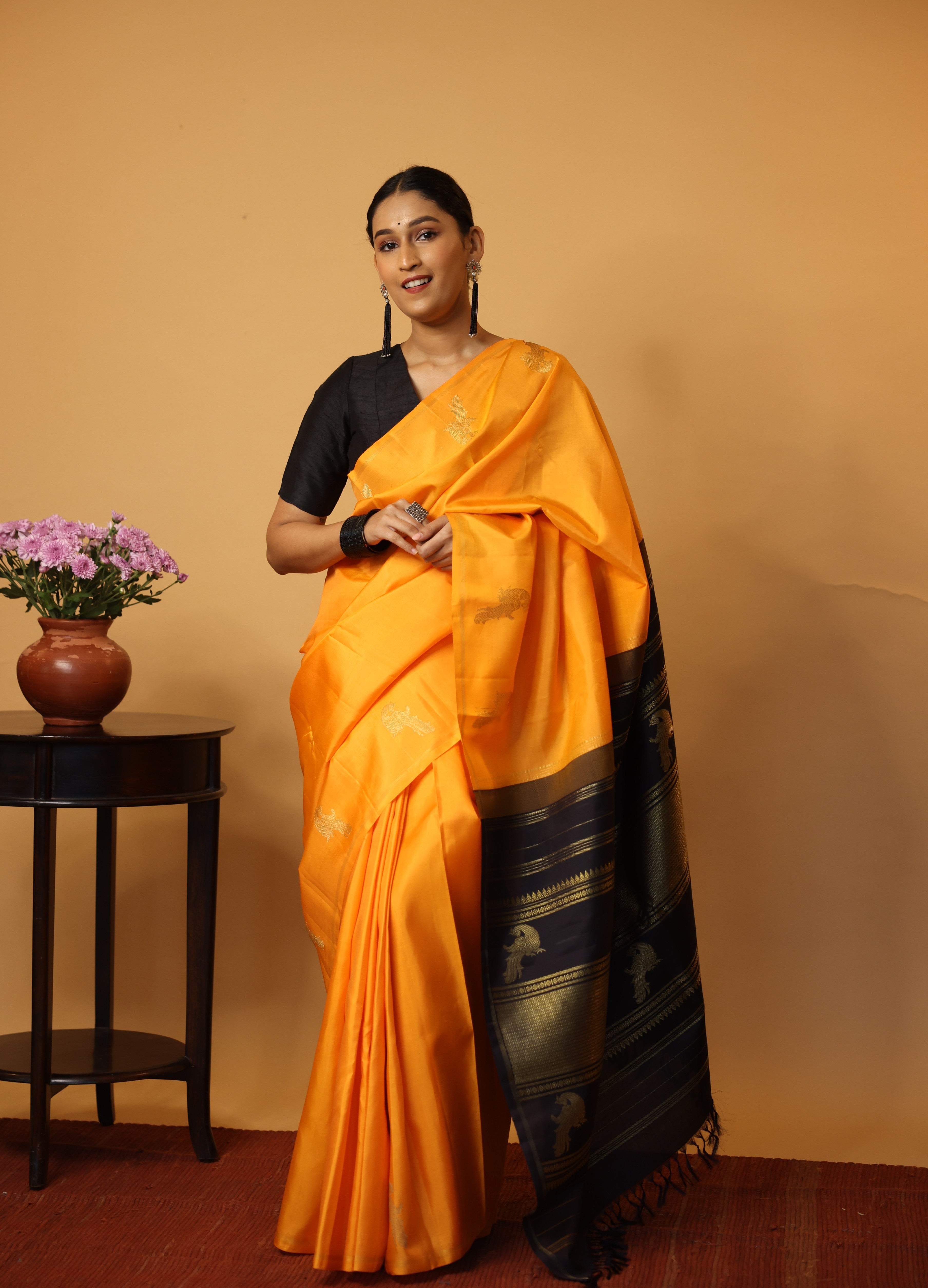 Orange Kanjeevaram Silk Saree - SROKSS852