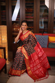 Black Pochampalli Silk Ikat Saree - SRBPSIS175