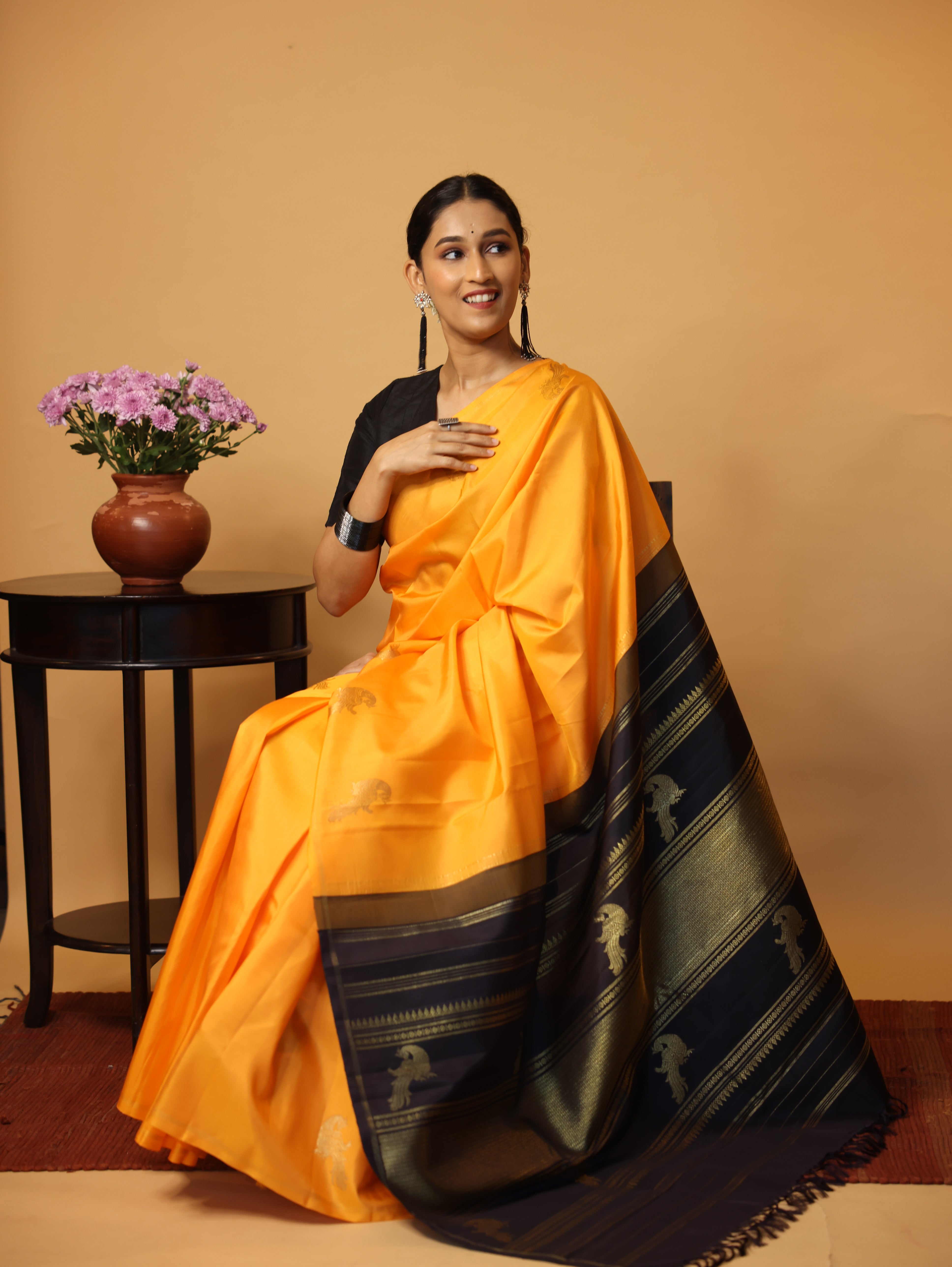 Orange Kanjeevaram Silk Saree - SROKSS852