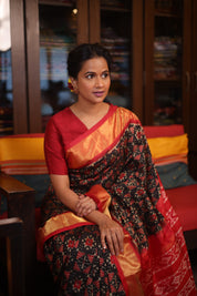 Black Pochampalli Silk Ikat Saree - SRBPSIS175