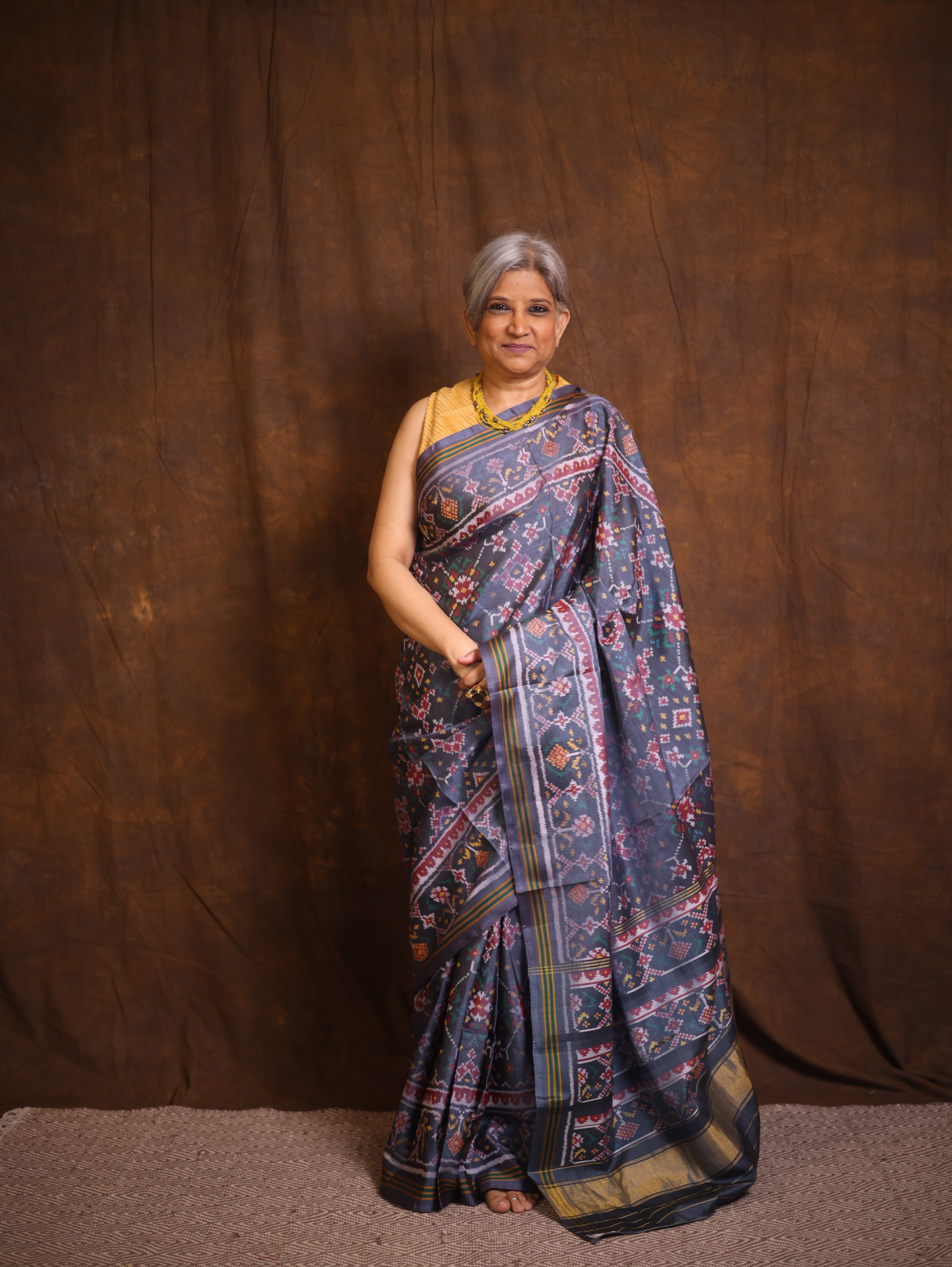 Grey Rajkot Patola Silk Saree - SRGRPSS535