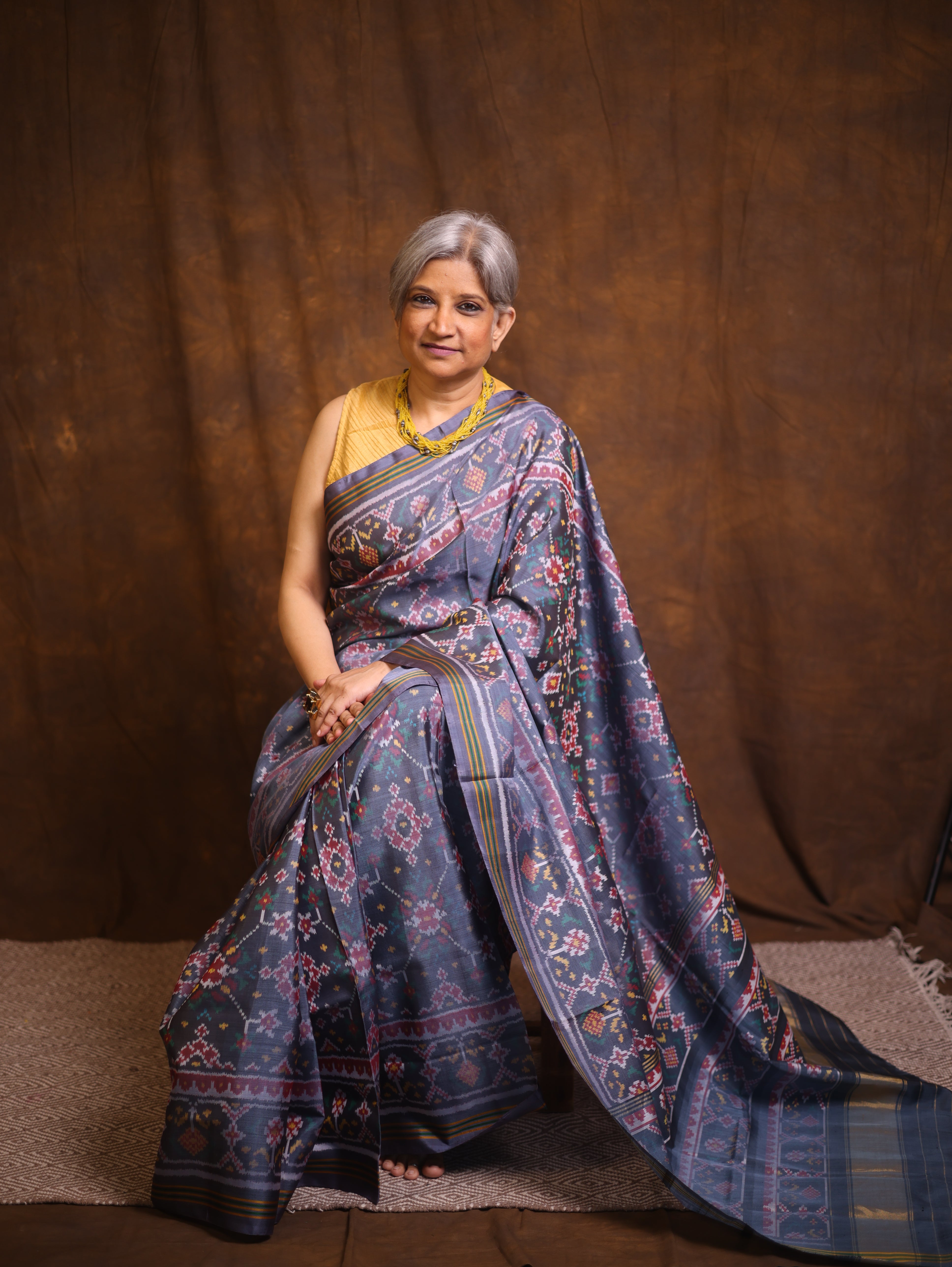 Grey Rajkot Patola Silk Saree - SRGRPSS535