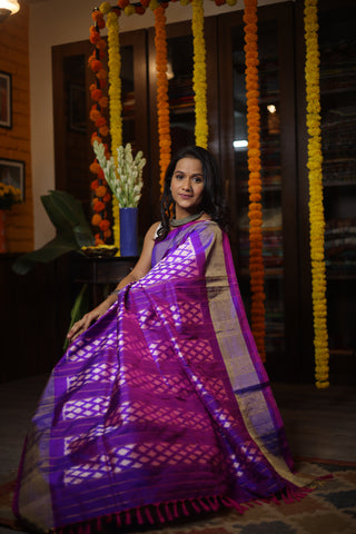 Purple Pochampalli Silk Ikat Saree-SRPPSIS123