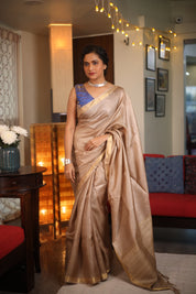 Beige Tussar Silk Saree - SRBTSS1451
