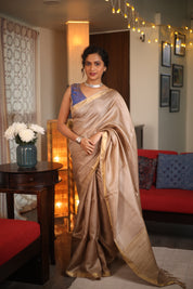 Beige Tussar Silk Saree - SRBTSS1451