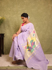 Lavender Cotton Paithani Saree - SRLCPS696