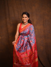 Sky Blue Rajkot Patola Silk Saree - SRSBRPSS560