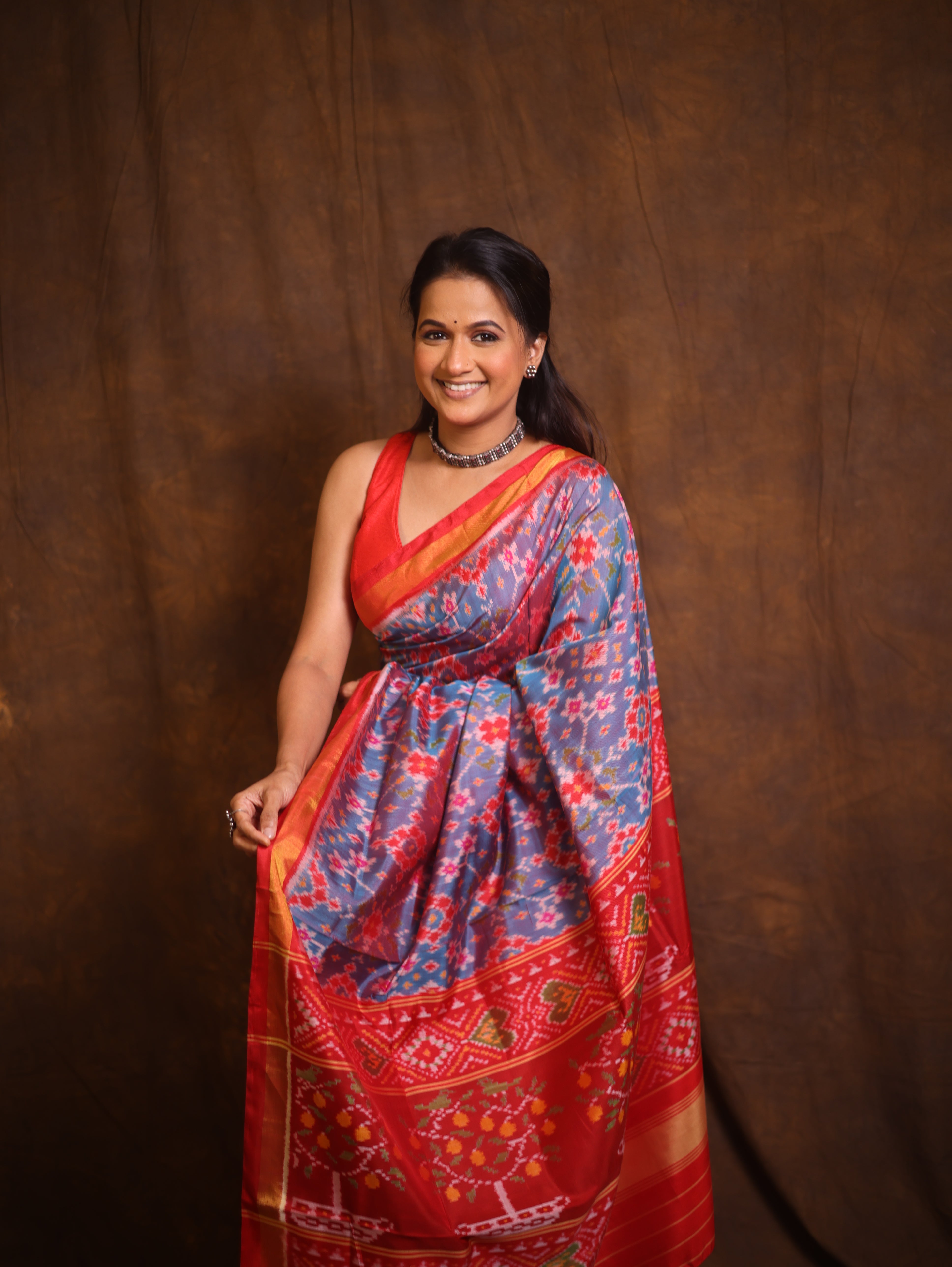 Sky Blue Rajkot Patola Silk Saree - SRSBRPSS560