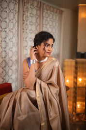Beige Tussar Silk Saree - SRBTSS1451
