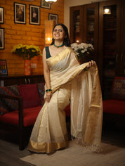 Cream Maheshwari Saree - SRCMS203