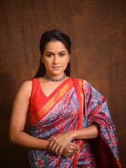 Sky Blue Rajkot Patola Silk Saree - SRSBRPSS560