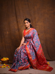 Sky Blue Rajkot Patola Silk Saree - SRSBRPSS560