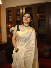 Cream Maheshwari Saree - SRCMS203