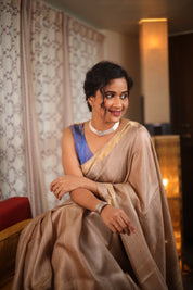 Beige Tussar Silk Saree - SRBTSS1451