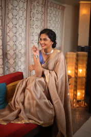 Beige Tussar Silk Saree - SRBTSS1451