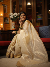 Cream Maheshwari Saree - SRCMS203