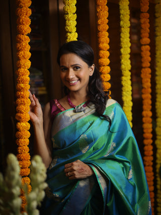 Peacock Green Soft Silk Saree - SRPGSSS218