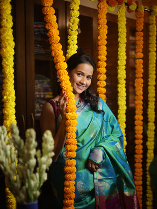 Peacock Green Soft Silk Saree - SRPGSSS218