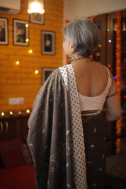 White Sleeveless Khun Blouse With Border-SRWKB108